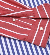 TOMMY HILFIGER Wedge Blue Cotton Regular Fit Striped Shirt - Red Orange, M