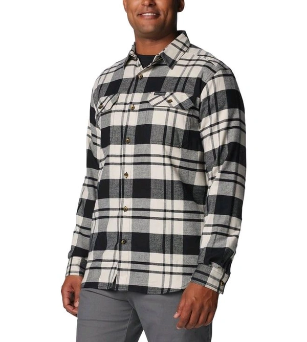 Columbia Mens Grey Omni-Wick Flare Gun Stretch Flannel Long Sleeve Shirt - Black, XL