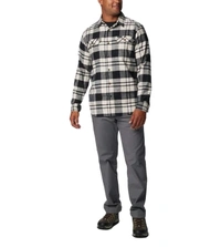 Columbia Mens Grey Omni-Wick Flare Gun Stretch Flannel Long Sleeve Shirt - Black, XL