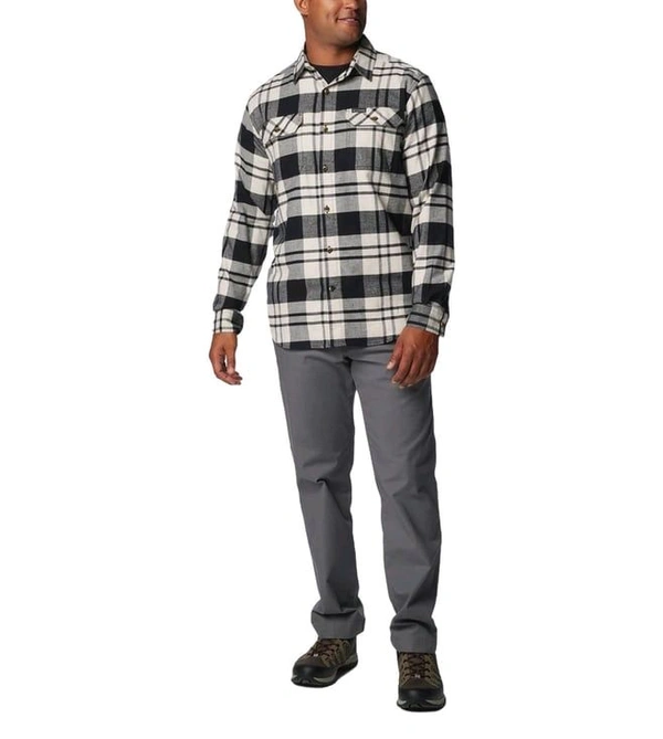 Columbia Mens Grey Omni-Wick Flare Gun Stretch Flannel Long Sleeve Shirt - Black, XL