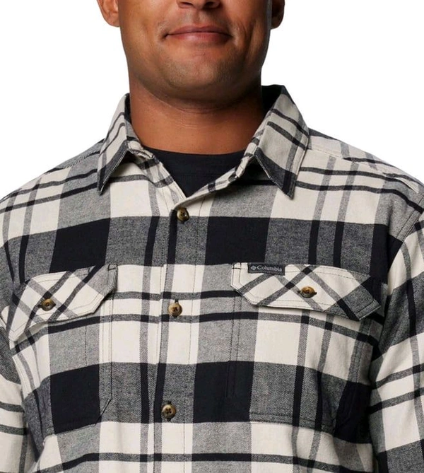 Columbia Mens Grey Omni-Wick Flare Gun Stretch Flannel Long Sleeve Shirt - Black, XL