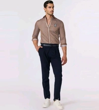 S&N Shantnu Nikhil Brown SNCC Striped Logo Shirt - Brown, M