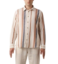 SELECTED HOMME Brown Patina Striped Regular Fit Shirt - Twine, M