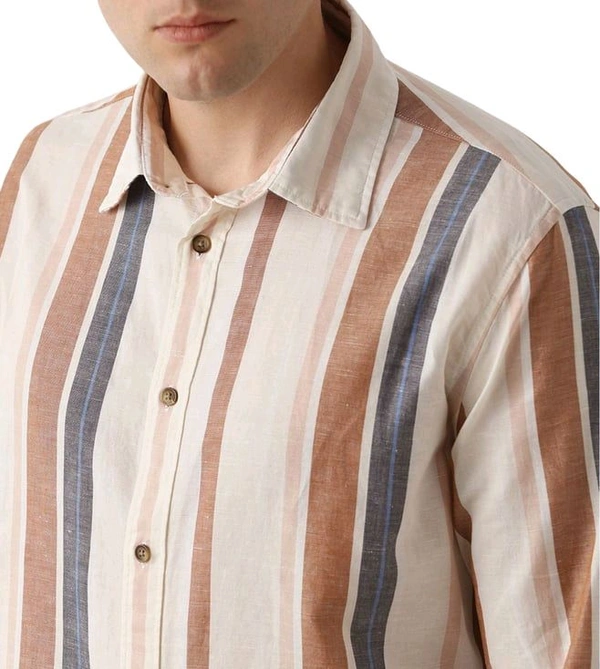 SELECTED HOMME Brown Patina Striped Regular Fit Shirt - Twine, XL