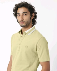 RARE RABBIT CLASSIC CONTRAST COLLAR KNIT POLODIVIDE - DUSKY GREEN - Envy, M