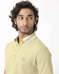 RARE RABBIT CLASSIC CONTRAST COLLAR KNIT POLODIVIDE - DUSKY GREEN - Envy, L