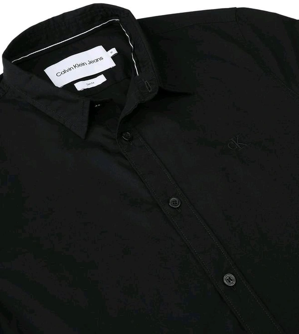 CALVIN KLEIN Mens Solid Slim Fit Shirt - Black, L