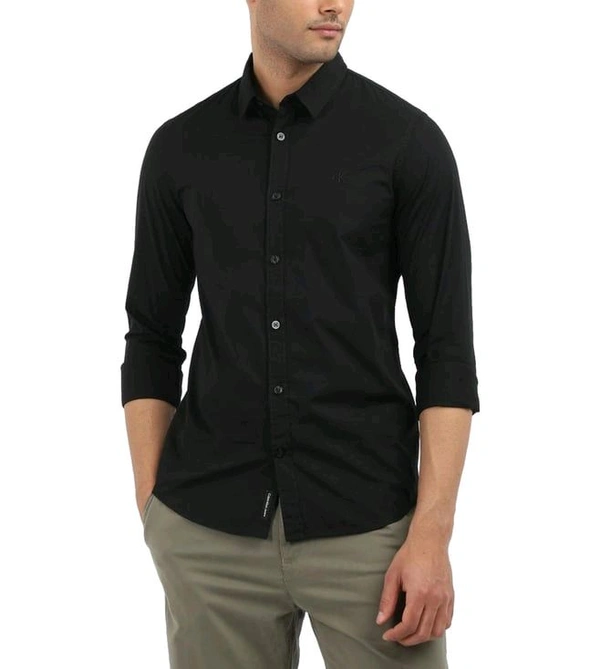 CALVIN KLEIN Mens Solid Slim Fit Shirt - Black, XL
