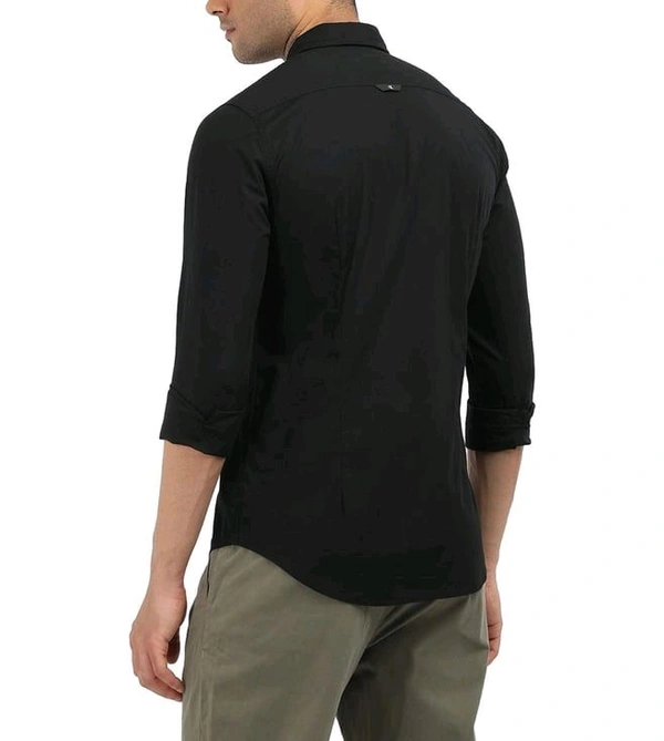 CALVIN KLEIN Mens Solid Slim Fit Shirt - Black, XL