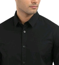 CALVIN KLEIN Mens Solid Slim Fit Shirt - Black, XL