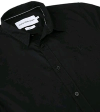 CALVIN KLEIN Mens Solid Slim Fit Shirt - Black, XL