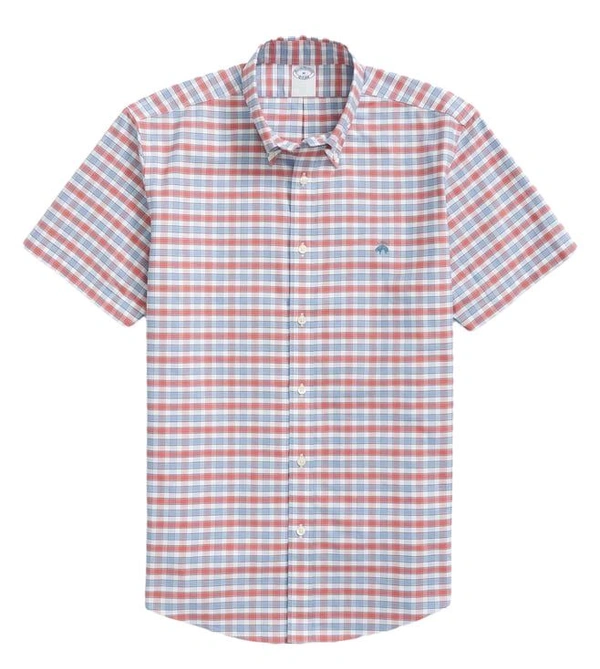 Brooks Brothers Blue Regular Fitted Non Iron Oxford Sport Shirt - Your Pink, L