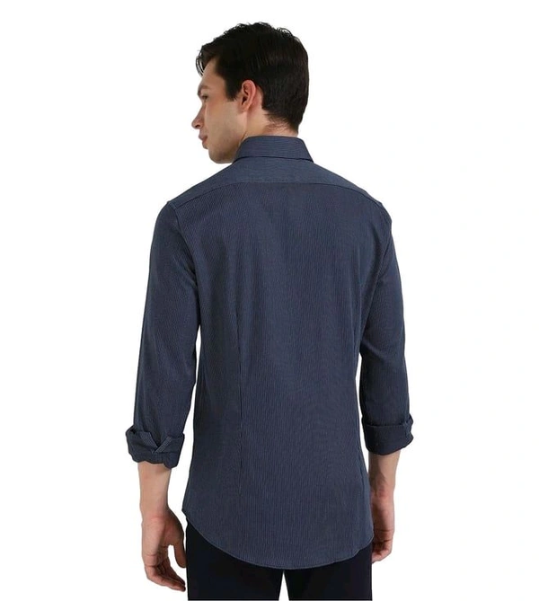 CALVIN KLEIN Dark Ink Cotton Slim Fit Striped Shirt - Port Gore, XS