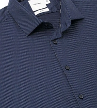 CALVIN KLEIN Dark Ink Cotton Slim Fit Striped Shirt - Port Gore, XS