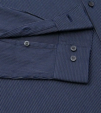 CALVIN KLEIN Dark Ink Cotton Slim Fit Striped Shirt - Port Gore, L