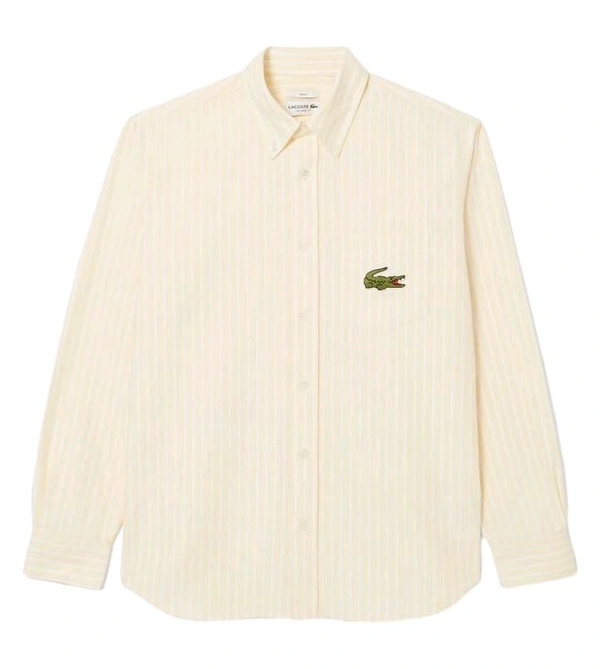 LACOSTE Yellow Relaxed Fit Striped Oxford Shirt - Picasso, XS