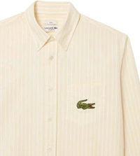 LACOSTE Yellow Relaxed Fit Striped Oxford Shirt - Picasso, XS