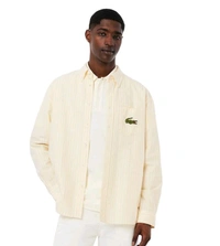 LACOSTE Yellow Relaxed Fit Striped Oxford Shirt - Picasso, S