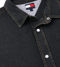 TOMMY HILFIGER Denim Black Cotton Regular Fit Shirt - Mirage, L