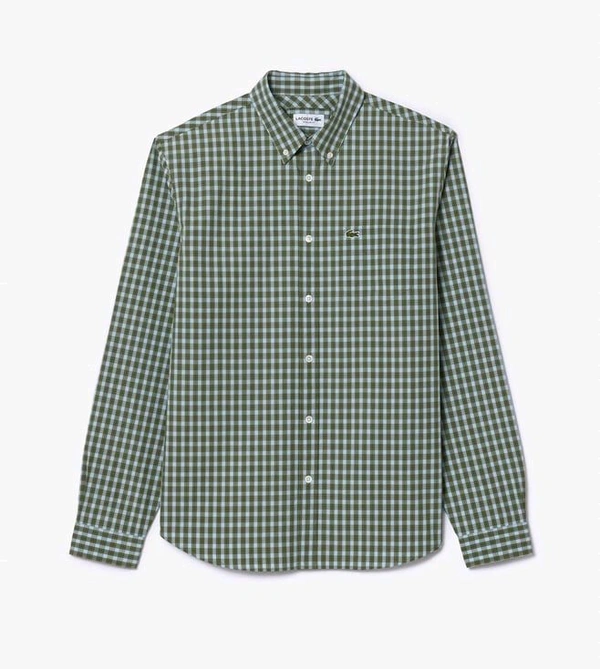 LACOSTE Multicolored Checked Poplin Shirt - Sirocco, XS