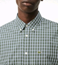LACOSTE Multicolored Checked Poplin Shirt - Sirocco, XS