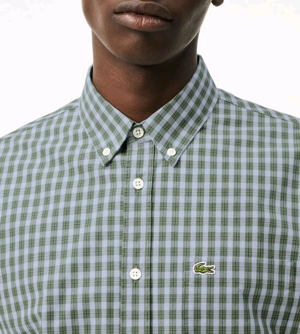 LACOSTE Multicolored Checked Poplin Shirt - Sirocco, XS