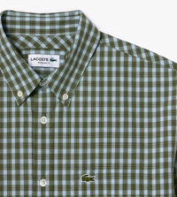 LACOSTE Multicolored Checked Poplin Shirt - Sirocco, M