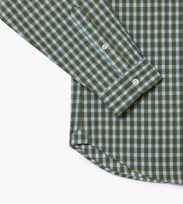 LACOSTE Multicolored Checked Poplin Shirt - Sirocco, M