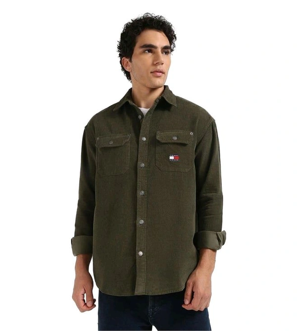 TOMMY HILFIGER Fatigue Green Cotton Relaxed Fit Shirt - Rangitoto, M