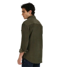 TOMMY HILFIGER Fatigue Green Cotton Relaxed Fit Shirt - Rangitoto, M