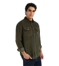 TOMMY HILFIGER Fatigue Green Cotton Relaxed Fit Shirt - Rangitoto, M