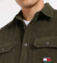 TOMMY HILFIGER Fatigue Green Cotton Relaxed Fit Shirt - Rangitoto, M