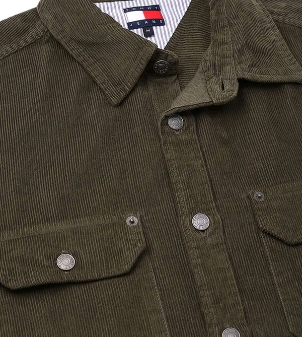 TOMMY HILFIGER Fatigue Green Cotton Relaxed Fit Shirt - Rangitoto, M