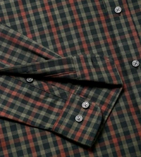 TOMMY HILFIGER Men Antique Silver & Multi Checked Spread Collar Full Sleeves Shirt - Congo Brown, M