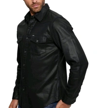 GUESS Men's Black Cotton Printed Regular Fit Shirt - Black, 2XL