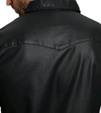 GUESS Men's Black Cotton Printed Regular Fit Shirt - Black, 2XL