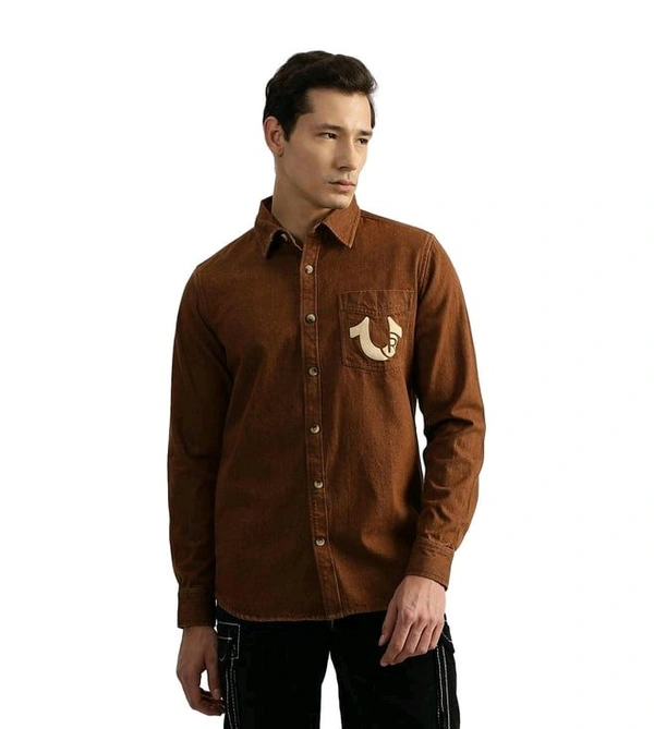 True Religion Brown Regular Fit Shirt - Carnaby Tan, XS