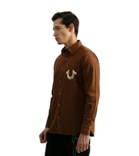 True Religion Brown Regular Fit Shirt - Carnaby Tan, XS