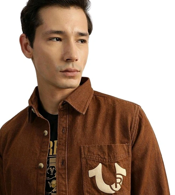True Religion Brown Regular Fit Shirt - Carnaby Tan, XS
