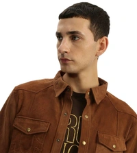 True Religion Brown Regular Fit Shirt - Nutmeg Wood Finish, L