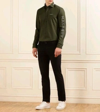 HACKETT LONDON Olive Cotton Regular Fit Logo Printed Shirt - Cabbage Pont, M
