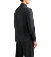 Emporio Armani Black Cotton Regular Fit Shirt - Black, XL