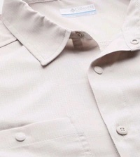 COLUMBIA Mens Beige Omni-Shade Silver Ridge Utility Lite Long Sleeve Shirt - Ecru White, M