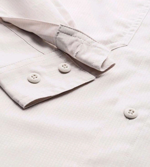 COLUMBIA Mens Beige Omni-Shade Silver Ridge Utility Lite Long Sleeve Shirt - Ecru White, M