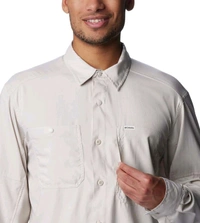 COLUMBIA Mens Beige Omni-Shade Silver Ridge Utility Lite Long Sleeve Shirt - Ecru White, L