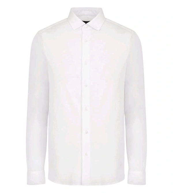 Emporio Armani White Blended Regular Fit Shirt - White, XL