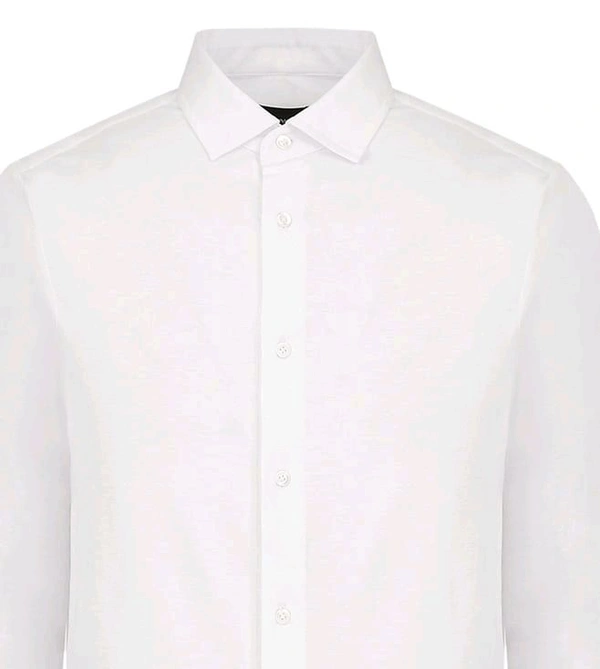 Emporio Armani White Blended Regular Fit Shirt - White, XL