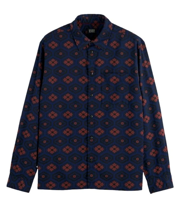 Scotch & Soda Night Book Cover Ditsy Printed Seersucker Shirt - Port Gore, L