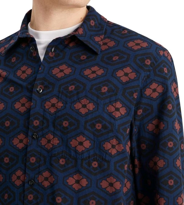 Scotch & Soda Night Book Cover Ditsy Printed Seersucker Shirt - Port Gore, XL
