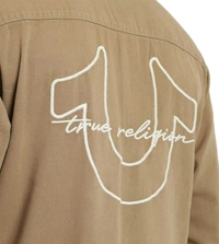 True Religion Beige Embroidered Regular Fit Shirt - Driftwood, L